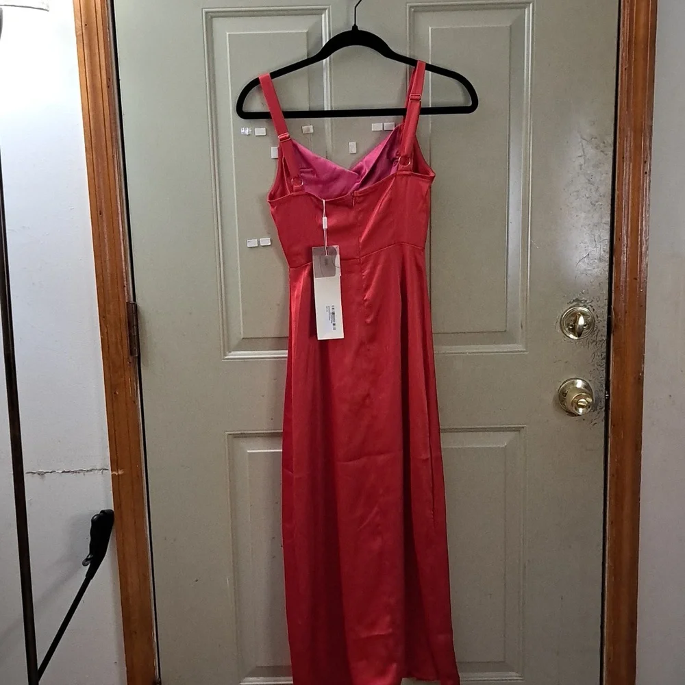 Micas Two-tone Satin Red Dress NWT - Picture 12 of 13